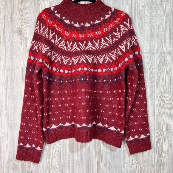 American Eagle Wool Blend Mock Neck Fair Isle Sweater Size Large - Picture 3 of 15